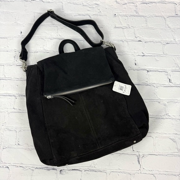 Free People Camilla Suede Backpack Convertible Black NWT - Picture 5 of 11